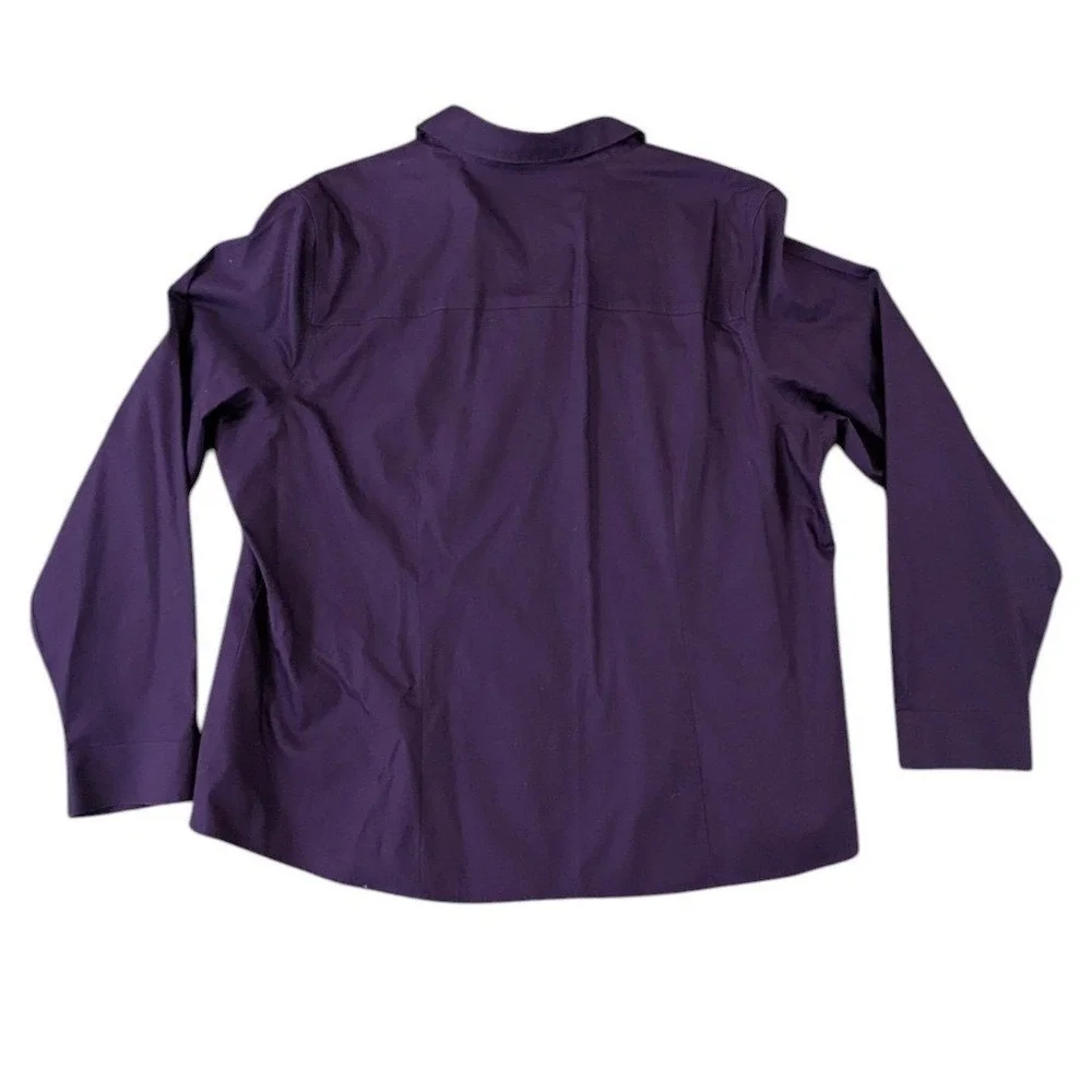 Chicos Purple Button Down Shirt Wrinkle Resistant Blouse Plum Long Sleeve Size 3